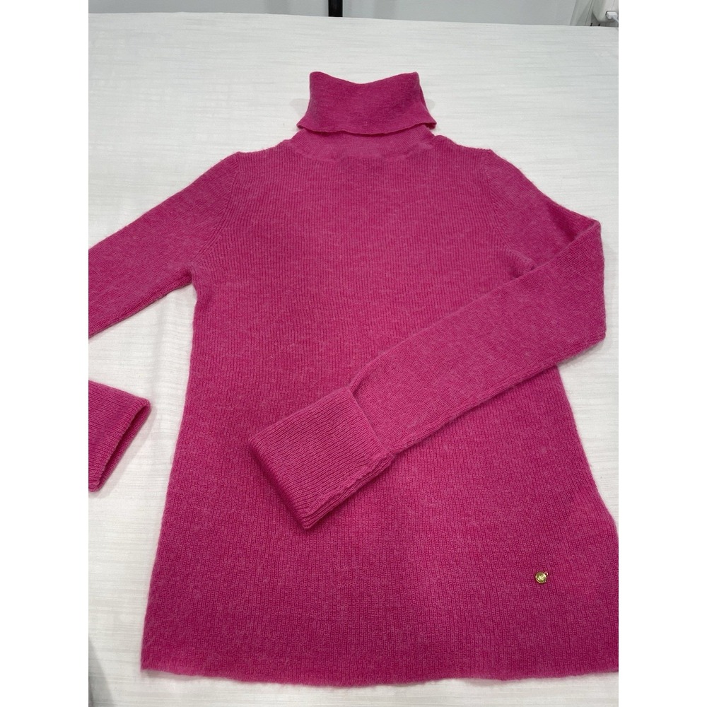 SUNCOO Paris Pull Pukka Pink Wool Mohair Turtleneck Sweater Womens Small T2